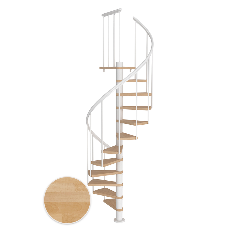 Dolle Spiraltrappa Montréal Classic 2 Dolle Vit, Oljad Bok, 120 Cm, 11 Steg