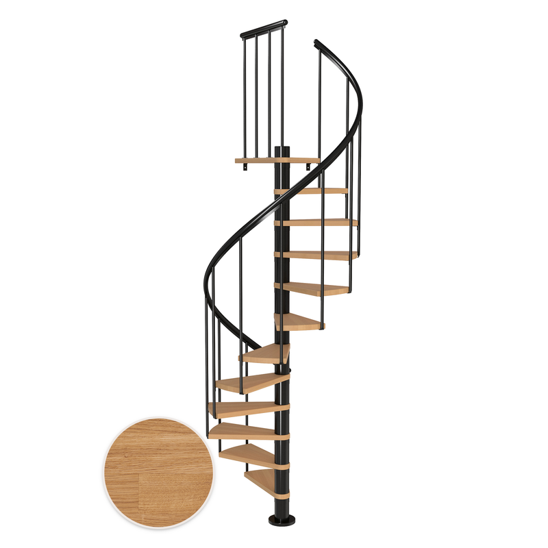 Dolle Spiraltrappa Montréal Classic 2 Dolle Svart, Oljad Ek, 120 Cm, 13 Steg