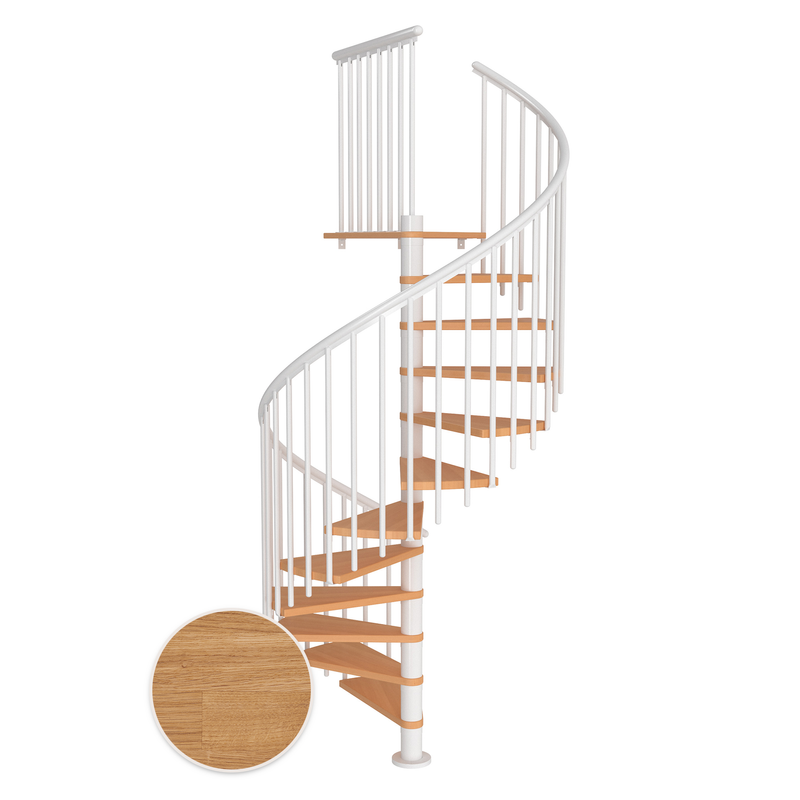 Dolle Spiraltrappa Montréal Classic 4 Dolle Vit, Oljad Ek, 160 Cm, 11 Steg