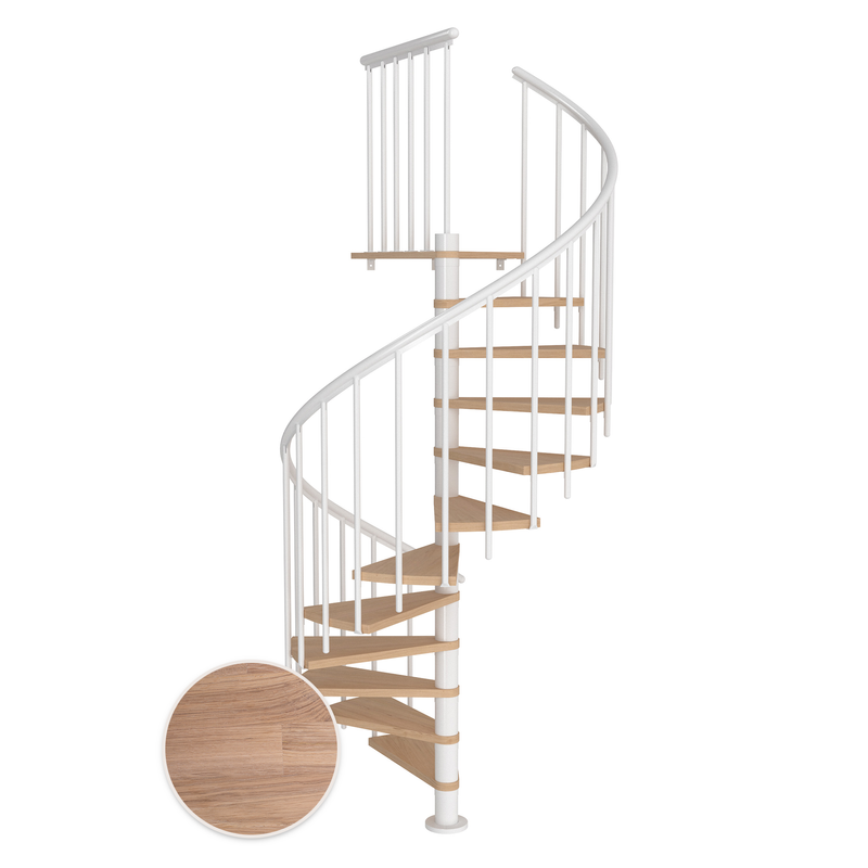 Dolle Spiraltrappa Montréal Classic 3 Dolle Vit, Vitoljad Ek, 160 Cm, 13 Steg
