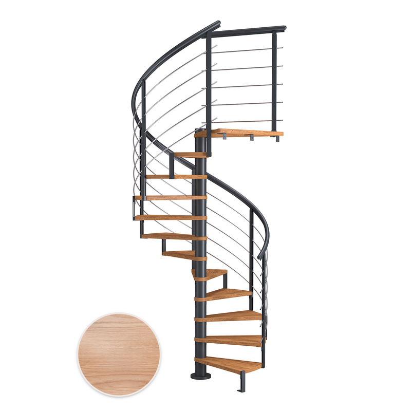 Dolle Spiraltrappa Montréal Design Dolle Antracit, Ekfaner, 140 Cm, 14 Steg
