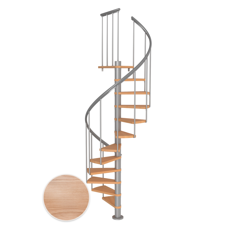 Dolle Spiraltrappa Montréal Classic 2 Dolle Silvergrå, Ekfaner, 120 Cm, 13 Steg