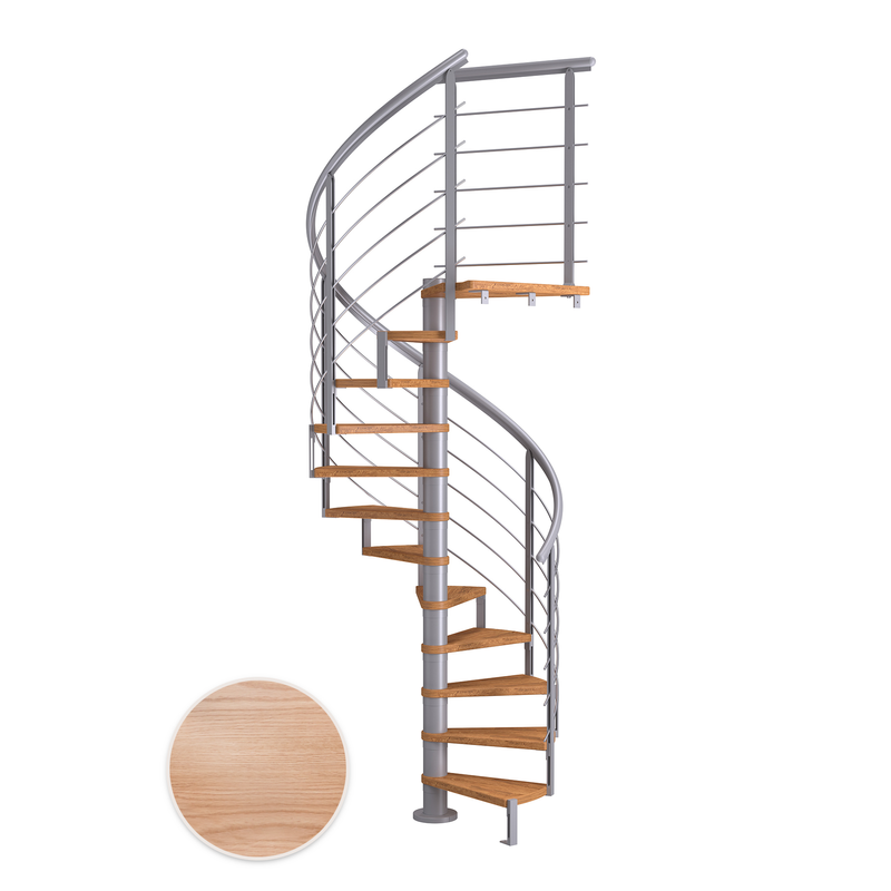 Dolle Spiraltrappa Montréal Design Dolle Silvergrå, Ekfaner, 120 Cm, 13 Steg