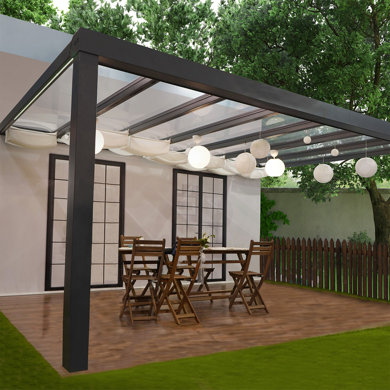 Canopia Terrasstak Stockholm 3,4x5,2 M Canopia Antracitgrå Med Takpersienner