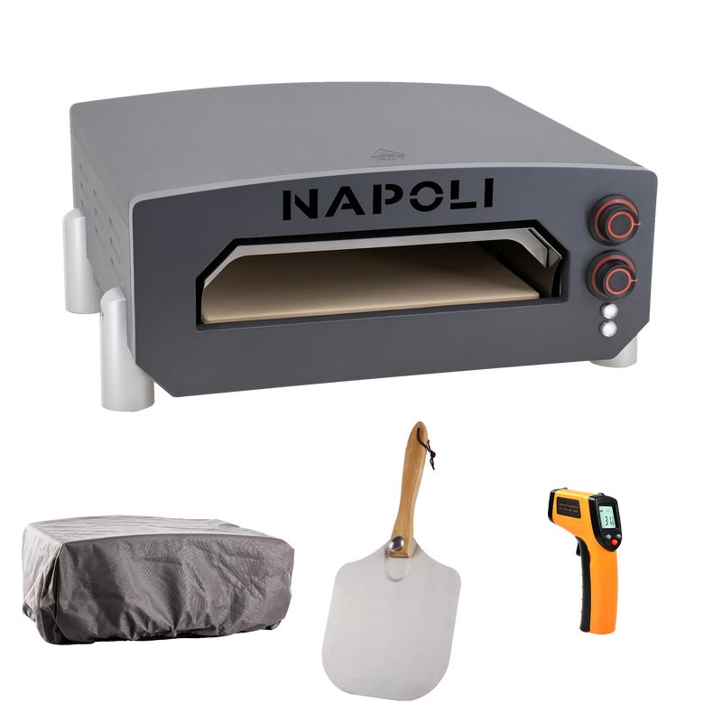 Napoli Elektrisk Pizzaugn 13” Antracitgrå Napoli Set Med Ugn, Cover, Spade Och Termometer