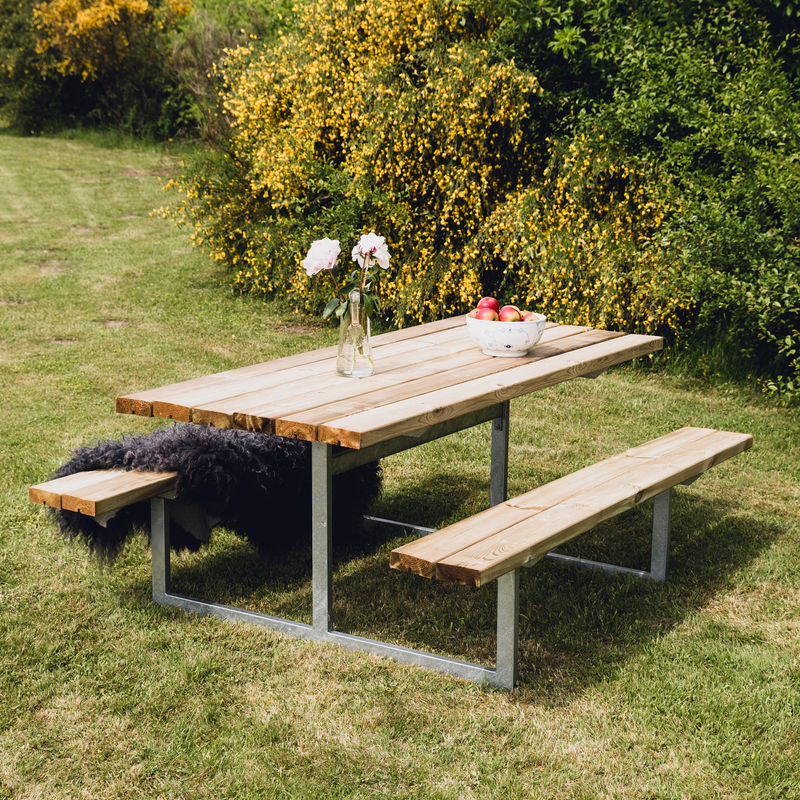 Hortus Picknickbord Ydun Tryckimpregnerad Galvaniserad Ram Utan Rygg 175 X 140 Cm Hortus