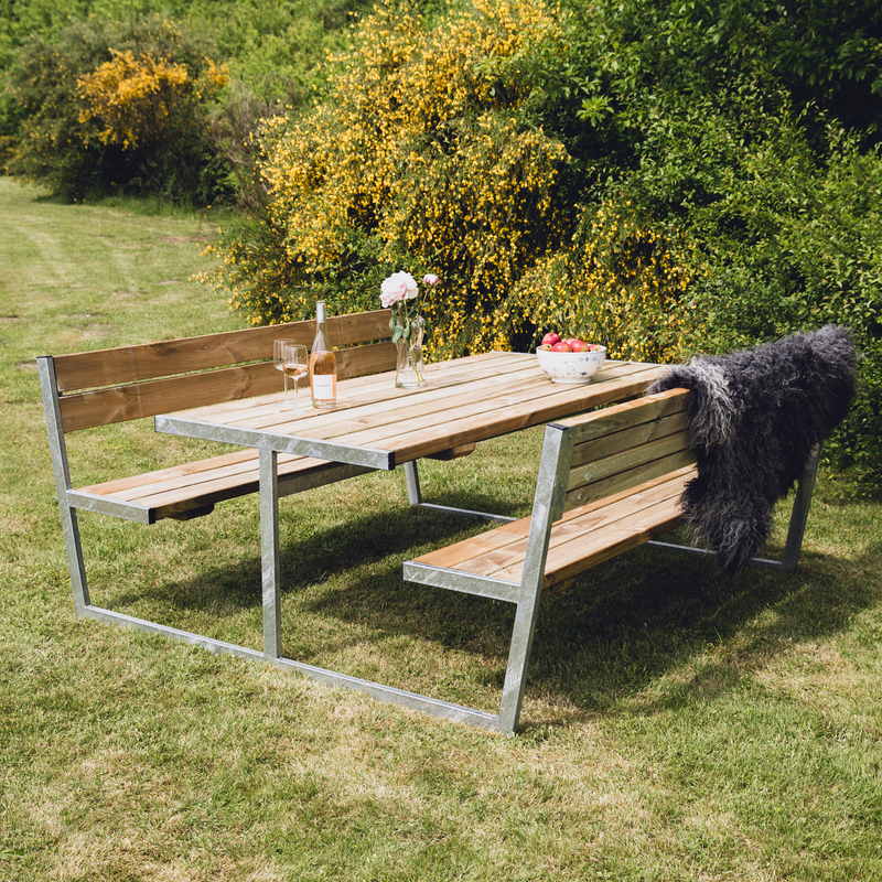 Hortus Picknickbord Balder Tryckimpregnerad Galvaniserad Ram Med Rygg 180 X 201 Cm Hortus