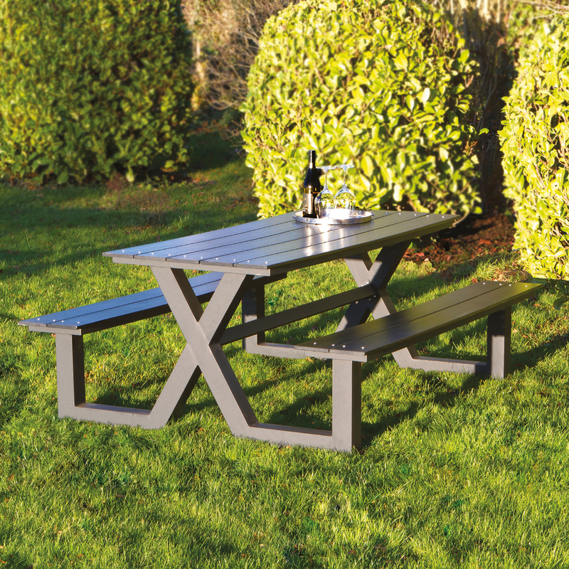 Hortus Picknickbord X-modell Svart Nonwood Och Antracitram Hortus Svart/antracit