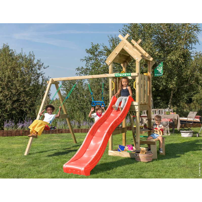 Jungle Gym Lektorn Komplett Totem  Gungmodul Och Röd Rutschkana