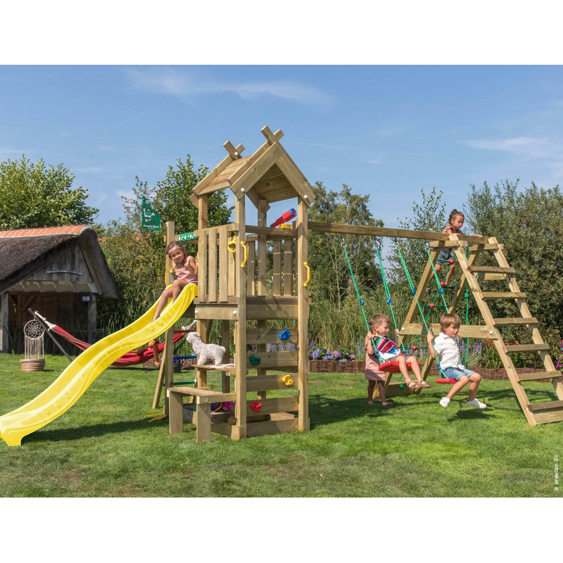 Jungle Gym Lektorn Komplett Teepee  Klättermodul Och Gul Rutschkana