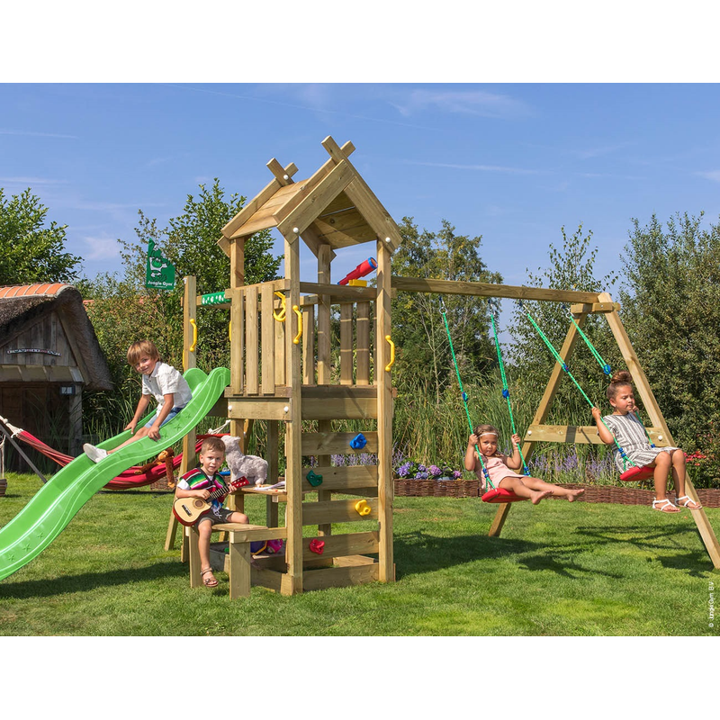 Jungle Gym Lektorn Komplett Teepee  Gungmodul Och Grön Rutschkana