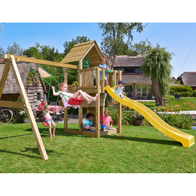 Jungle Gym Lektorn Komplett Cubby  Swing Modul X'tra Och Gul Rutschkana