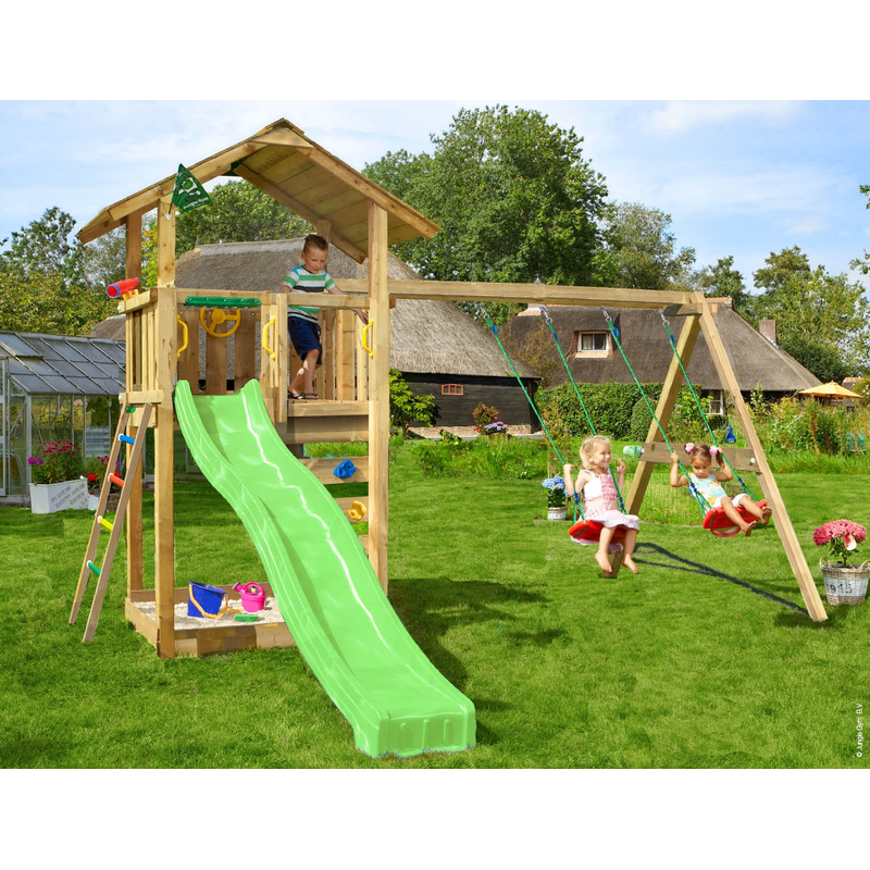 Jungle Gym Lektorn Komplett Sierra  Gungmodul Och Grön Rutschkana