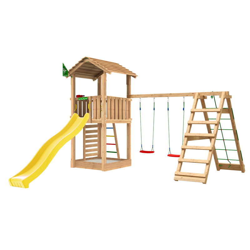Jungle Gym Lektorn Komplett Cottage 2.1  Climb Modul Och Gul Rutschkana