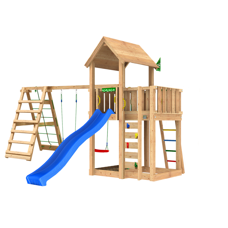 Jungle Gym Lektorn Komplett Mansion 2.1  Climb Module Och Blå Rutschkana