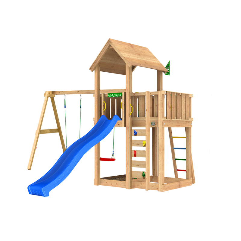 Jungle Gym Lektorn Komplett Mansion 2.1  Swing Module Och Blå Rutschkana