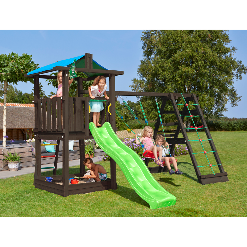 Jungle Gym Lektorn Komplett Gym Hut Svart  Climb Module X'tra Med Rutschkana