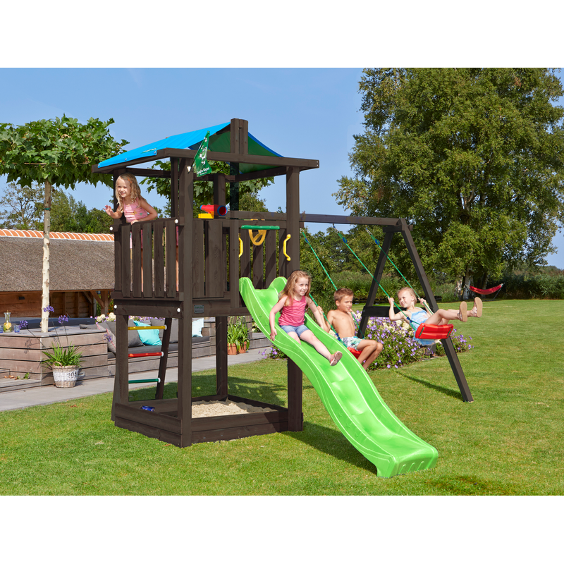 Jungle Gym Lektorn Komplett Gym Hut Svart  Swing Module X'tra Med Rutschkana