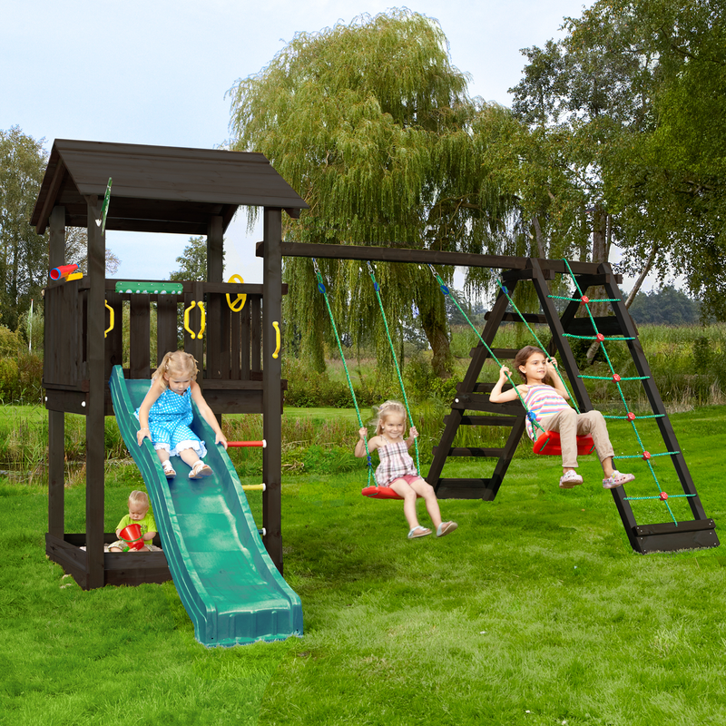 Jungle Gym Lektorn Komplett Casa Svart  Climb Module X'tra Med Rutschkana