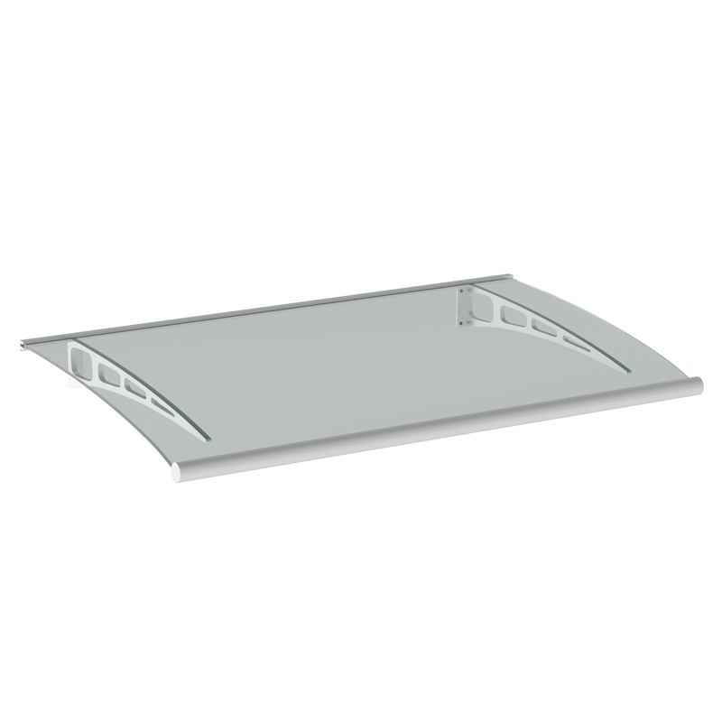 Skotte Garden Entrétak Aluminium Polykarbonat Skotte Garden 150x90 Cm, Välvd Silver/svart Konsol, Transparent Skiva