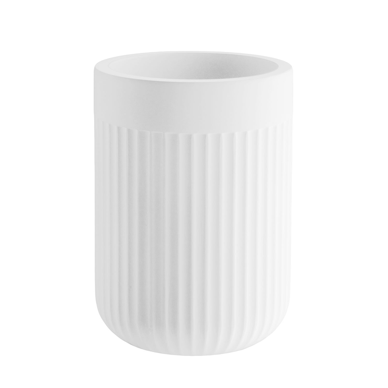 Beslagsboden Tandborstglas Räfflad  Vit