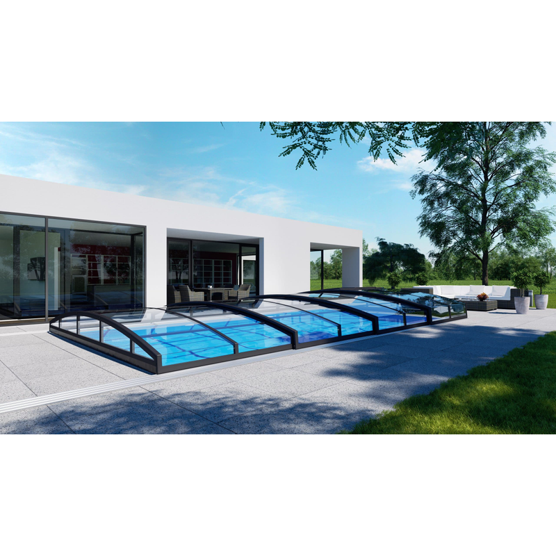 Pooltime Pooltak Infinity Pooltime Klarplast, Antracit, 3x6 M, Dubbelsidig, Omonterad Utan Ihopsättning