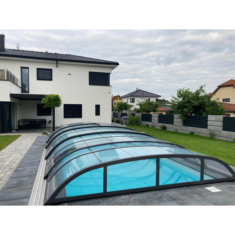 Pooltime Pooltak Dallas Pooltime Kanalplast, Antracit, 3x6 M, Omonterad Utan Ihopsättning