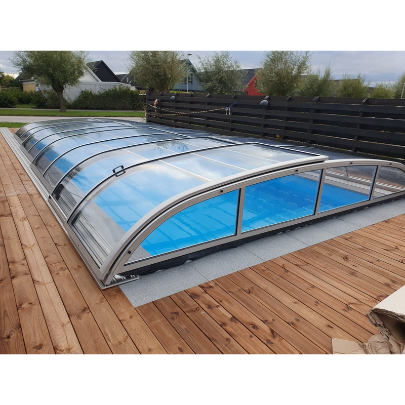 Pooltime Pooltak Nivokit Sidodörr Pooltime Silver Elox, 3x6 M, Omonterad Utan Ihopsättning