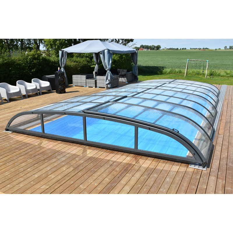 Pooltime Pooltak Nivokit Sidodörr Pooltime Antracit, 3x6 M, Omonterad Utan Ihopsättning