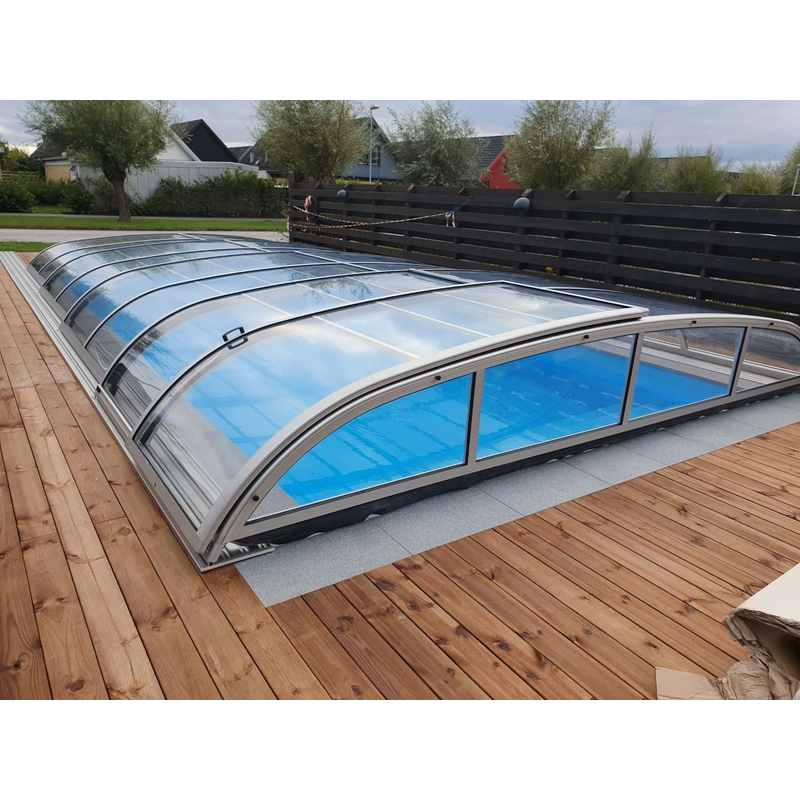 Pooltime Pooltak Nivokit Sidodörr Pooltime Silver Elox, 4x9 M, Omonterad Utan Ihopsättning
