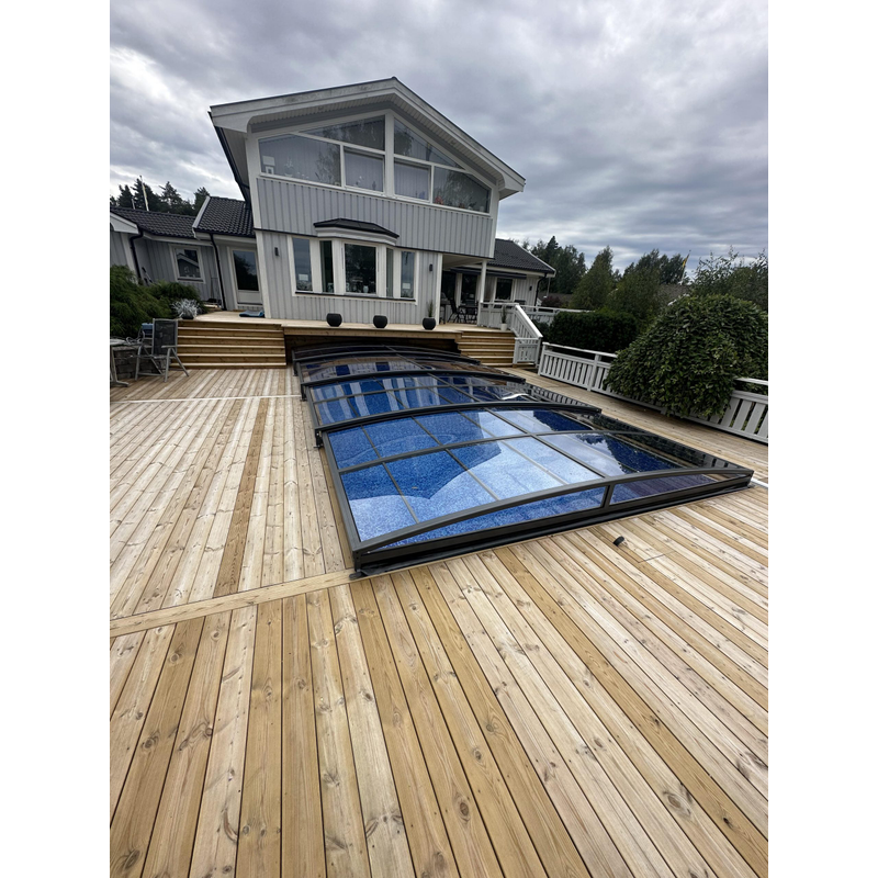 Pooltime Pooltak Sydney Antracit Pooltime Klarplast, 3x8 M, Omonterad Utan Ihopsättning