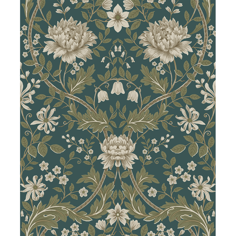 Nextwall Tapet Självhäftande Honeysuckle Trail Nextwall Teal & Moss Green, Rulle 5,5 M X 53 Cm