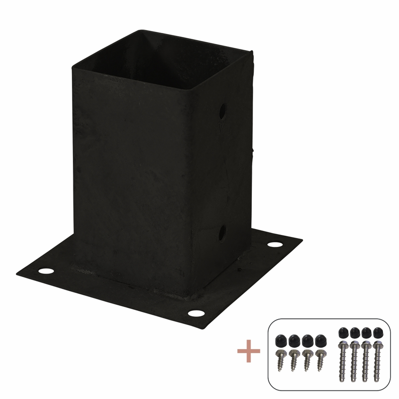 Plus Stolpefot Cubic 9x9 Cm Stolpar Till Fundament  Svart