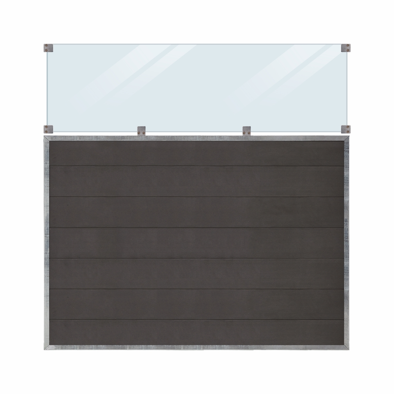 Plus Staket Futura Komposit Med Klart Glas  180×180 Cm