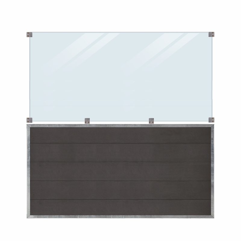Plus Staket Futura Komposit Med Klart Glas  180×180 Cm (låg)