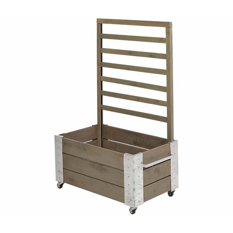 Plus Blomlåda Cubic Med Spaljé Och Hjul  130 Cm, Gråbrun