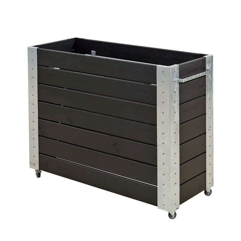Plus Blomlåda Cubic Med Hjul  50×120×95 Cm, Svart Och Stål