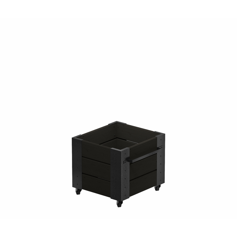 Plus Blomlåda Cubic Med Hjul  46×45 Cm, Svart Och Stål