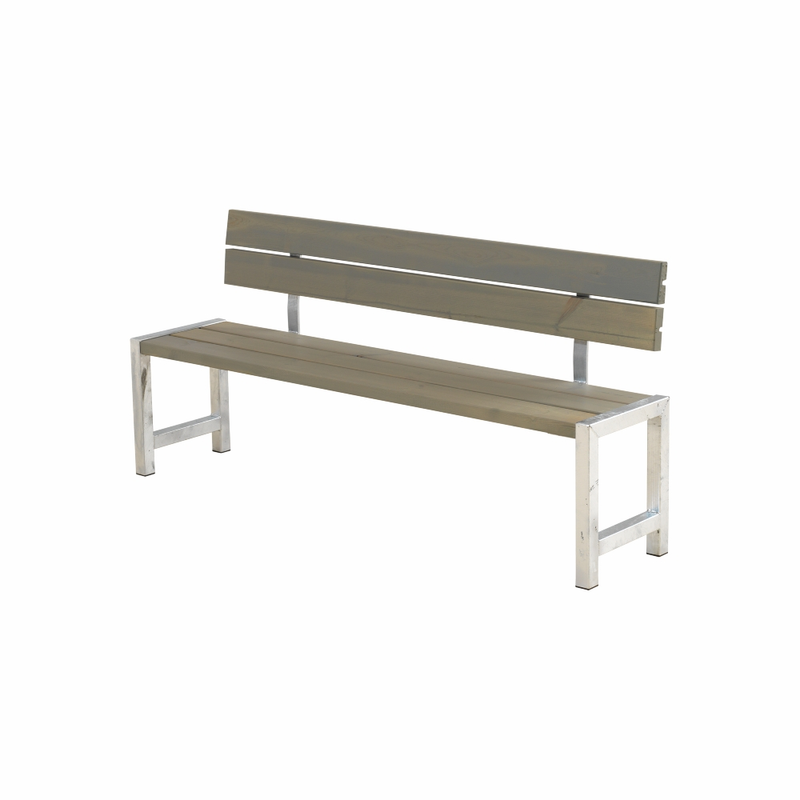Plus Plankbänk Med Ryggstöd 176 Cm  Gråbrun