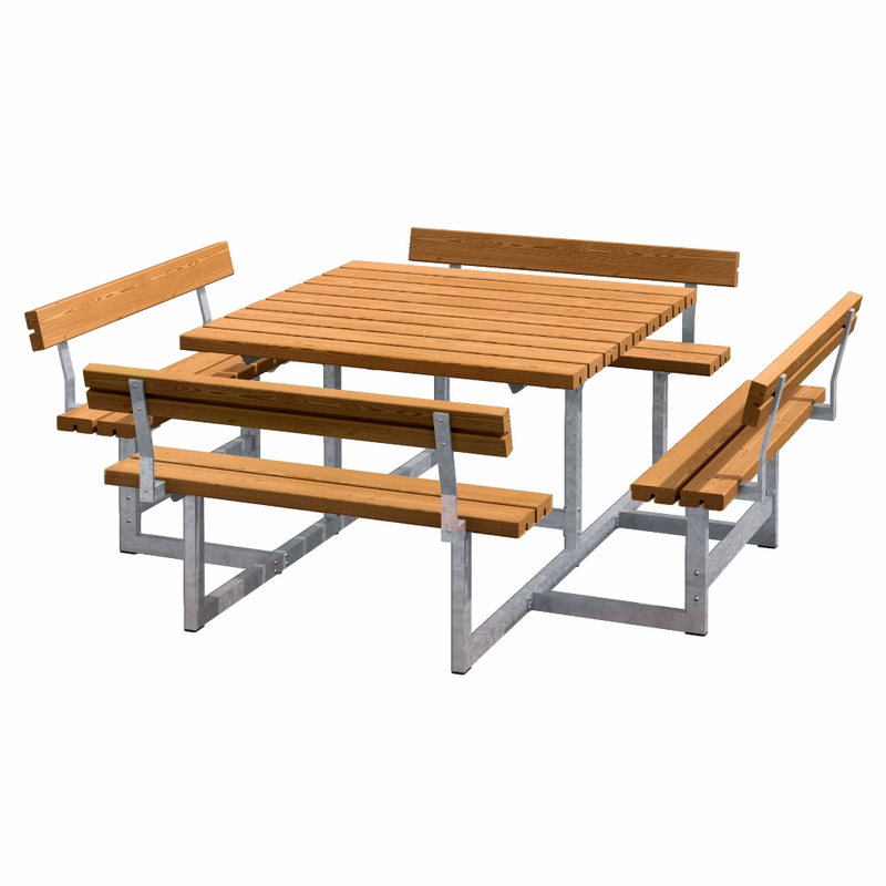 Plus Bänkset Picnic Med 4 Ryggstöd 224 Cm  Grundmåttat Teak