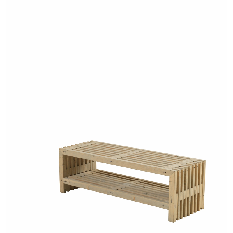 Plus Trallbänk Rustik Design Med Hylla  138×49 Cm, Flottfärg