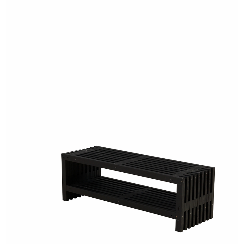 Plus Trallbänk Rustik Design Med Hylla  138×49 Cm, Svart