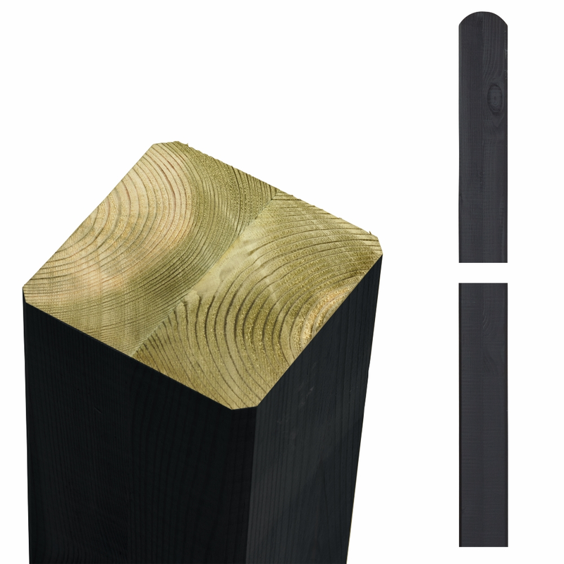 Plus Stolpe Omlimmad  9×9×188 Cm, Rundad Ände, Svart