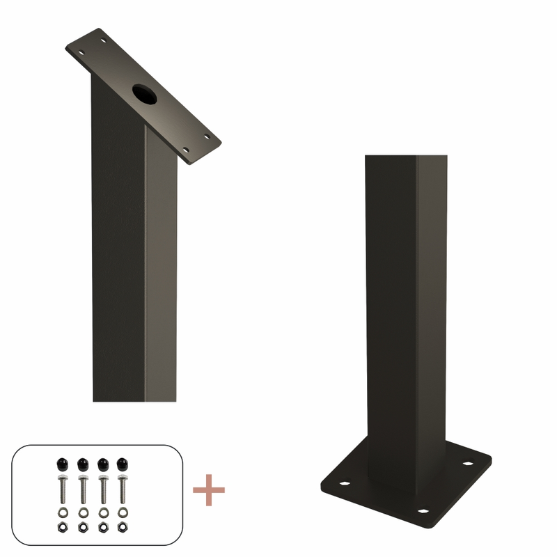 Plus Stålstolpe Med Fot  4,5×4,5×87,1/80,4 Cm, Svart