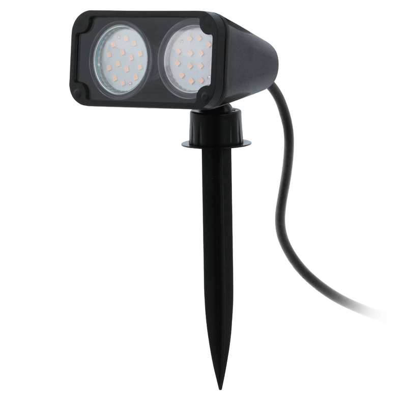 Eglo Trädgårdsspotlight Nema 1 Med Jordspett Och 2 Lampor  Utomhuslampa Med Kabel+stickpr, Ip44