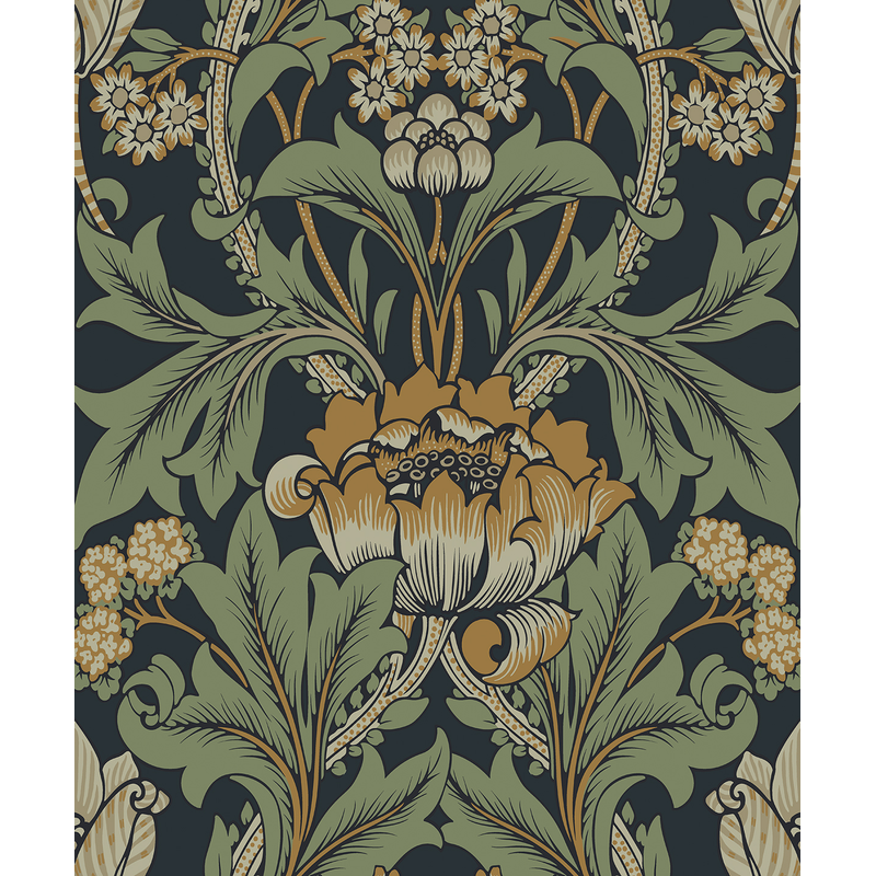 Nextwall Tapetprov Självhäftande Primrose Floral Nextwall Midnight Blue & Goldenrod, Tapetprov A4