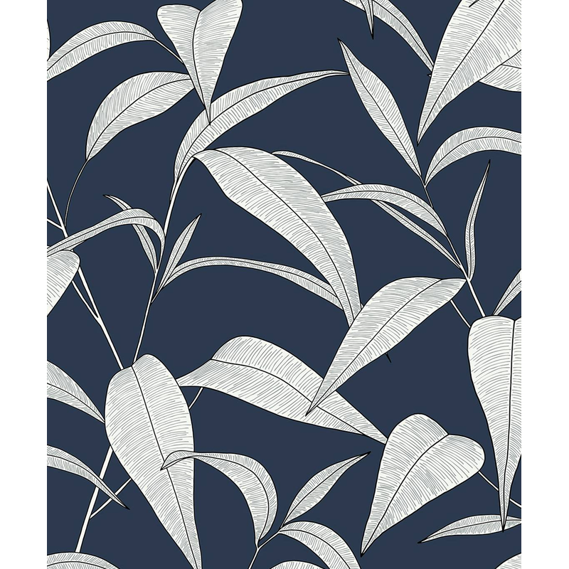Nextwall Tapetprov Självhäftande Pinstripe Leaf Trail Nextwall Dark Blue, Tapetprov A4