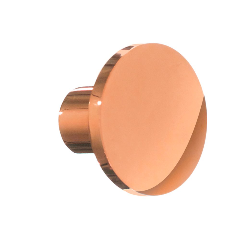 Beslagsboden Knopp Platt Rak 28 Mm  Polerad Kopparfinish