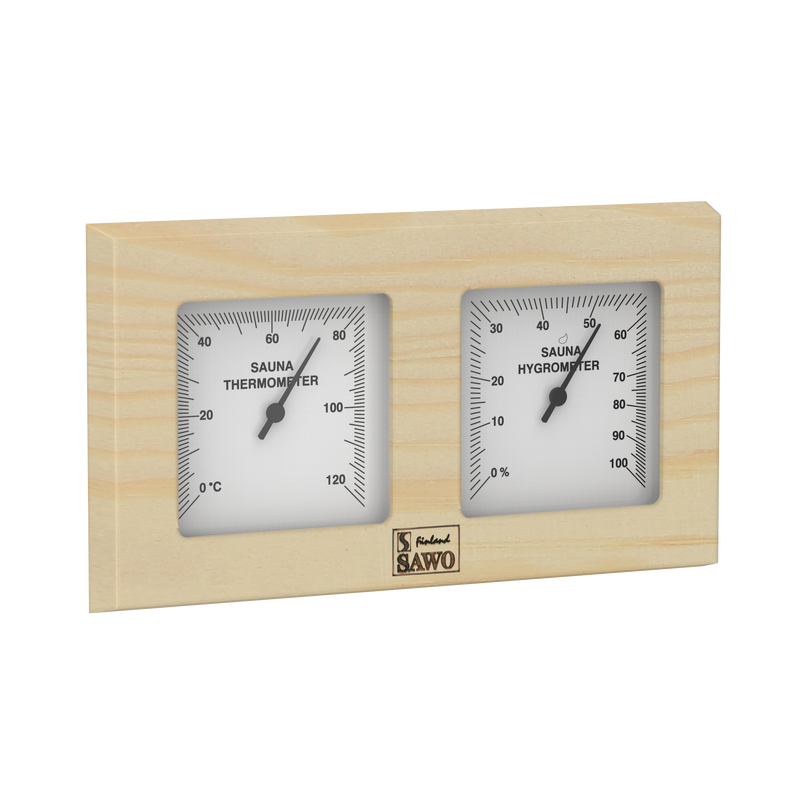 Sawo Bastu Thermo-hygrometer Lådtyp Med Täckrutor 140x255 Mm Sawo Tall
