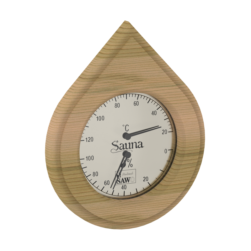Sawo Bastu Thermo-hygrometer Vattendroppe 185x225 Mm Sawo Cederträ